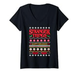 Womens Stranger Things Demogorgon Ugly Christmas Jumper V-Neck T-Shirt