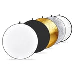 NEEWER 51 Inch/130 Centimeter Light Reflector Diffuser 5 in 1 Collapsible Multi Disc with Bag - Translucent, Silver, Gold, White, and Black for Studio Photography Lighting and Outdoor Lighting