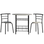 AINPECCA Dining Table Set Small 3pcs Kitchen Set Breakfast Bar Dining Table and Modern Chairs Set Compact Dining Table with Two Chairs MDF with Metal (Black)