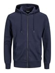 Jack and Jones Men Zip Hoodie Navy Blazer M