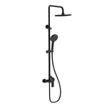 Colonne de douche monobloc modèle DAK BLACK, 2 voies, réglable en hauteur de 83 à 120 cm. Avec flexible de douche et pommeau rond