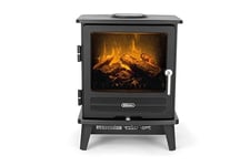 Dimplex Willowbrook Optimyst Electric Stove, Black Free Standing Electric Fireplace with Realistic LED Flame and Smoke Effect, Fan Heater, Thermostat, Remote Control