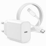 Chargeur Rapide [Apple MFi Certifié],USB C 20W avec Câble 3M,Type C Power Delivery Adaptateur Secteur pour iPhone 14Max/13Pro/12Mini/11/xR/xS/SE/8/7/iPad.[W550]