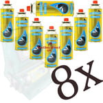 8x Butane Gas Bottles Canisters For Portable Stoves Cookers Heaters Blow Torch