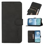 Coque Sony Xperia 10 VI, Portefeuille à Rabat en Cuir avec Fente pour Carte, Coque Motif Daim pour Sony Xperia 10 VI-Le Noir