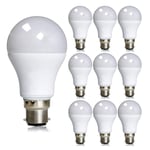 15W B22 LED Light Bulb Super Bright 6000K Cool White A60 LED Bayonet Light Bulbs & Energy Saving Standard Lamps for Living Room (Pack of 10) (15 Watts/6000K)