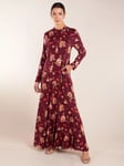 Aab Fall Flowers Maxi Dress, Red/Multi