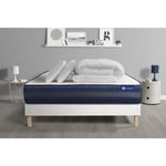 Ensemble matelas sommier Actimemo tech 160 x 200 cm 2 oreillers et couette Mémoire de forme - Couleur : Blanc - Blanc