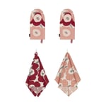 Marimekko Pieni Unikko keittiöpyyhe+uunihanska 4 osaa Cotton-dark cherry-rose