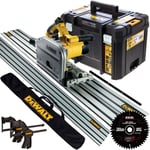 Dewalt DWS520KT 240V Plunge Saw 2 x 1.5m Guide Rail Connector Clamps Blade & Bag