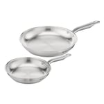 Tefal Virtuoso Lot de 2 poêles 24/28 cm, Induction, Garantie 10 ans, Acier inoxydable de qualité premium, Saisie parfaite, Recettes créatives E492S225