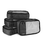 Amazon Basics Cubes d'emballage pour Valise, Organisateurs de Voyage, Fermeture Éclair, Lot de 4, Petites, Noir