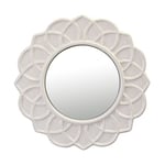 CKK Industrial Stonebriar Miroir Mural Rond décoratif en céramique avec Boucle de Suspension attachée, décoration pour Salon, Chambre, Salle de Bain, Couloir et entrée Ivoire 22,9 cm