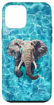 Coque pour iPhone 12 mini Éléphant amusant dans l'eau de la piscine pour nager maman papa enfants