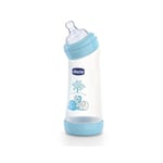 Chicco Biberon Coudé en Polypropylène avec Tétine Flux Normal Décor Bleu 0 Mois+ 250 ml