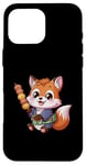 Coque pour iPhone 16 Pro Max Renard kawaii avec Hanami Dango