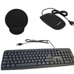 QWERTY USB Wired Keyboard UK Layout WITH WIRED MOUSE AND MOUSE PAD For PC Lap...