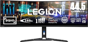 Lenovo Legion R45w-30 44.5 inch Ultra Wide Gaming Monitor | Dual QHD, 1440p, 165Hz, VA, 1ms, HDMI, DP | AMD Freesync Premium Pro | PS5, Xbox, PC screen