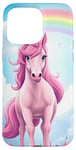 Coque pour iPhone 15 Pro Max Licorne rose magique et arc-en-ciel amusante