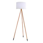 Lampadaire trépied sans fil design scandinave couleur bois extérieur LED blanc chaud/blanc dimmable TAMBOURY WOOD H155cm