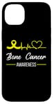 Coque pour iPhone 14 Plus Ruban jaune pour sensibilisation au cancer des os HeartBeat Love In July