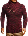 Leif Nelson Pull en tricot pour homme, avec col châle, pour hiver, coupe droite, convient aux looks décontractés et professionnels, disponible en plusieurs tailles et couleurs, Bordeaux/noir, XXXL