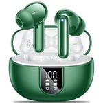 Wireless Earbuds,Wireless Earphones Bluetooth 5.3 in Ear with 4 Mic ENC Calls Noise Cancelling Wireless Headphones Mini LED Display HiFi Stereo 42H Playtime Bluetooth Earbuds IP6 Waterproof Green