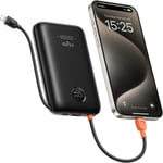 Batterie Externe 30w Ultra Rapide Charge 20000 Mah,Power Bank Usb C Avec Câble Intégrés,Batterie Portable Compacte Compatible Avec Iphone 15 14 13 12 11 Samsung S24 S23 S22 Fold 5(Noir)