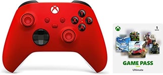Xbox Manette rouge sans Fil - Pulse Red & Abonnement Game Pass Ultimate | 1 Mois Win 10 PC - Code jeu à télécharger