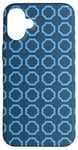 Coque pour iPhone 16 Plus Navy Electric Blue Hexagons Links Circle Geometric Pattern