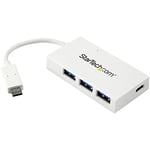 StarTech.com Hub USB-C à 4 Ports avec 1x USB-C & 3x USB-A (SuperSpeed 5Gbps) - Alimenté par Bus - Hub USB 3.0 Portable - USB 3.1 Gen 1/USB 3.2 Gen 1 Type-C - Blanc