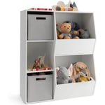 Goplus - Bibliothèque Enfant avec Coffre à Jouet, 2 Bacs Amovibles et Pliables, Rangement Ouvert, pour Chambre d'enfants, Salle de Jeux, Crèche, 77 x