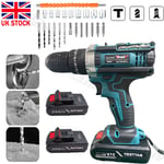 21V Cordless Combi Hammer Impact Drill Driver Electric Screwdriver Kit 2Batterys