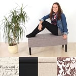 Mendler - Banc/coffre de rangement Renens, 95x36x44, tissu, noir