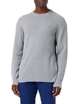 GANT Men's D1. Rib Texture C-Neck Sweater, Grey Melange, XL