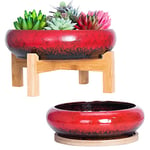 ARTKETTY Lot de 2 Pots de Fleurs d'intérieur en céramique pour Plantes succulentes colorées - 18,5/25 cm - pour Plantes succulentes - pour Cactus et Jardin