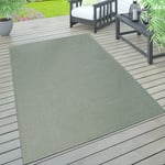 Tapis Intérieur & Extérieur Terrasse Et Balcon Monochrome Structuré Vert, 300x400 cm - Paco Home