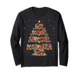 Firefighter Fireman Xmas Lighting Fire Truck Christmas Tree Long Sleeve T-Shirt