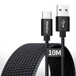 Cable USB C 10M Charge Rapide,Résistant USB 2.0 Câble Charguer USB-A vers USB-C pour Smartphones,Tablette,Caméra Surveillance,Manette PS5,Autres Appareils avec une Connexion USB-C.[W260]