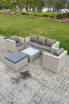 6 Seater PE Wicker Light Grey Rattan Sofa Set Garden Furniture Patio Furniture