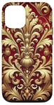 Coque pour iPhone 12/12 Pro Motif baroque rouge et beige royal