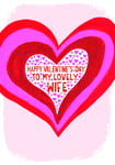 Lovely Wife Heart Happy Valentines Day Card - Embossed Metallic Foil design