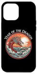 Coque pour iPhone 12 Pro Max Année du Dragon #17 Sea Dragon Coucher de Soleil Vagues Rétro