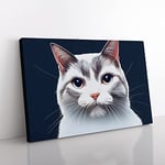 Grand Cat Canvas Wall Art Print Ready to Hang, Framed Picture for Living Room Bedroom Home Office Décor, 60x40 cm (24x16 Inch)