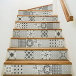 Stickers adhésifs escalier carrelages | Sticker Autocollant contremarche Carreaux de ciment – Stickers contremarche carrelages | Escalier carreaux de ciment adhésif - azulejos – 15 x 105 cm - 4 bandes