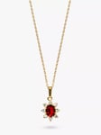 Eclectica Pre-Loved Georgian Style 18ct Gold Plated Swarovski Crystal Radial Pendant Necklace, Gold/Garnet