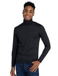 LAPASA Haut Thermique Col Roulé Homme Maillot de Corps à Manches Longues sous-Vêtements Automne-Hiver Chaud M122 Fin, Noir, XL