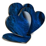 4x Heart MDF Coasters - Dark Blue Black Ink Art Painting Paint  #44835