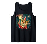 New Year Cheer with this Happy and Funny looking Cat Design Tank Top