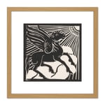 Henri Jonas Winged Horse Pegasus Mythical Creature 8X8 Inch Square Wooden Framed Wall Art Print Picture with Mount